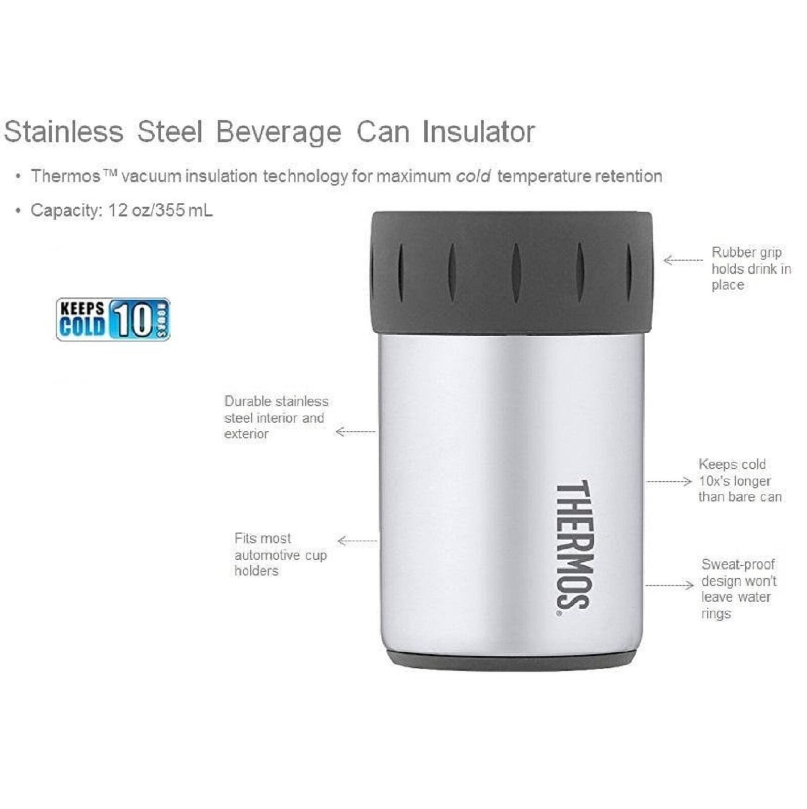 Buy Thermos Stainless Steel 355ml Can Cooler Online - PurpleSpoilz Australia