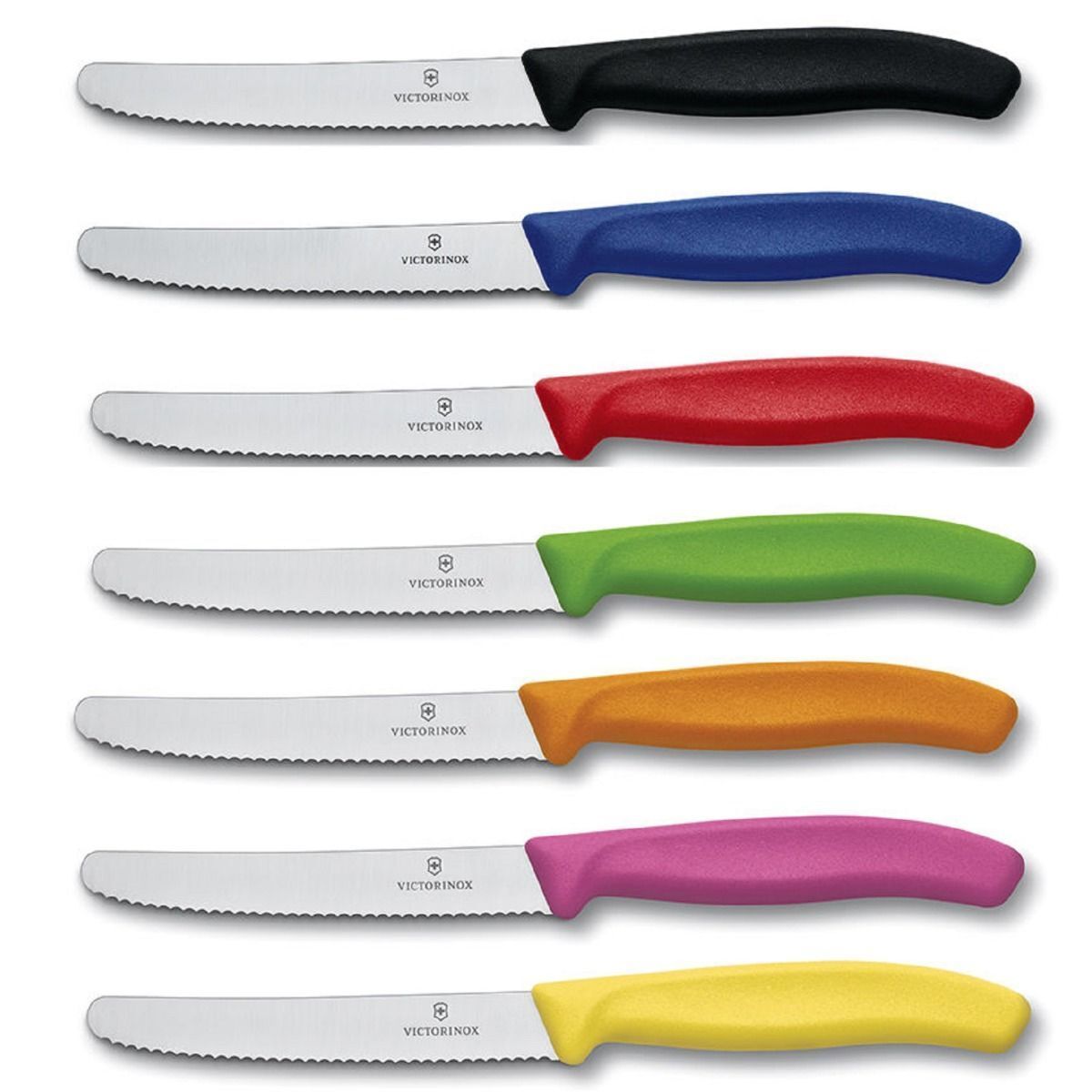 NEW VICTORINOX STEAK AND TOMATO KNIFE 11cm WAVY EDGE Serrated 7 COLOURS ...