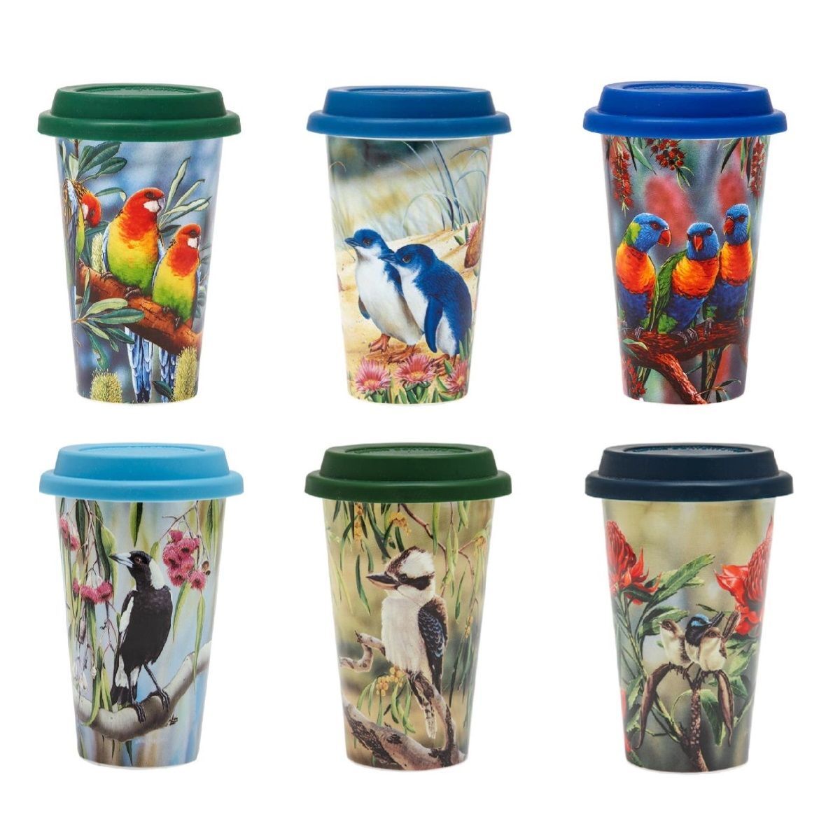 ASHDENE AUSTRALIAN BIRDS DOUBLE WALLED TRAVEL MUG 310ml