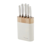 STANLEY ROGERS 6 PIECE OVAL KNIFE BLOCK SET WHITE