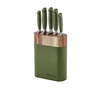 STANLEY ROGERS 6 PIECE OVAL KNIFE BLOCK SET OLIVE GREEN