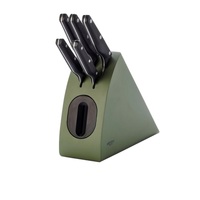 WILTSHIRE 6PC RADIUS STAYSHARP TRIPLE RIVET KNIFE BLOCK SET - SAGE GREEN