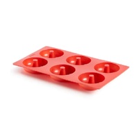 LEKUE SILICONE 6 CUP DOUGHNUT MOULD RED