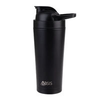 OASIS 700ml STAINLESS STEEL INSULATED PROTEIN SHAKER - BLACK