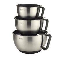 MASTERPRO STAINLESS STEEL MIXING BOWLS WITH LIDS - SET 3